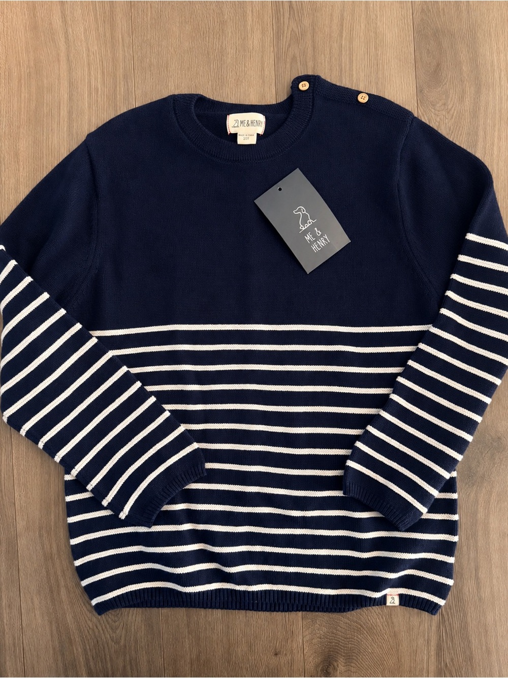 Classic Nautical Navy & White Striped Crew Sweater by Me & Henry